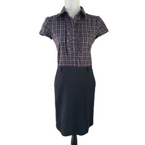 THEORY Plaid Shirt Dress Cute Academia Size 4